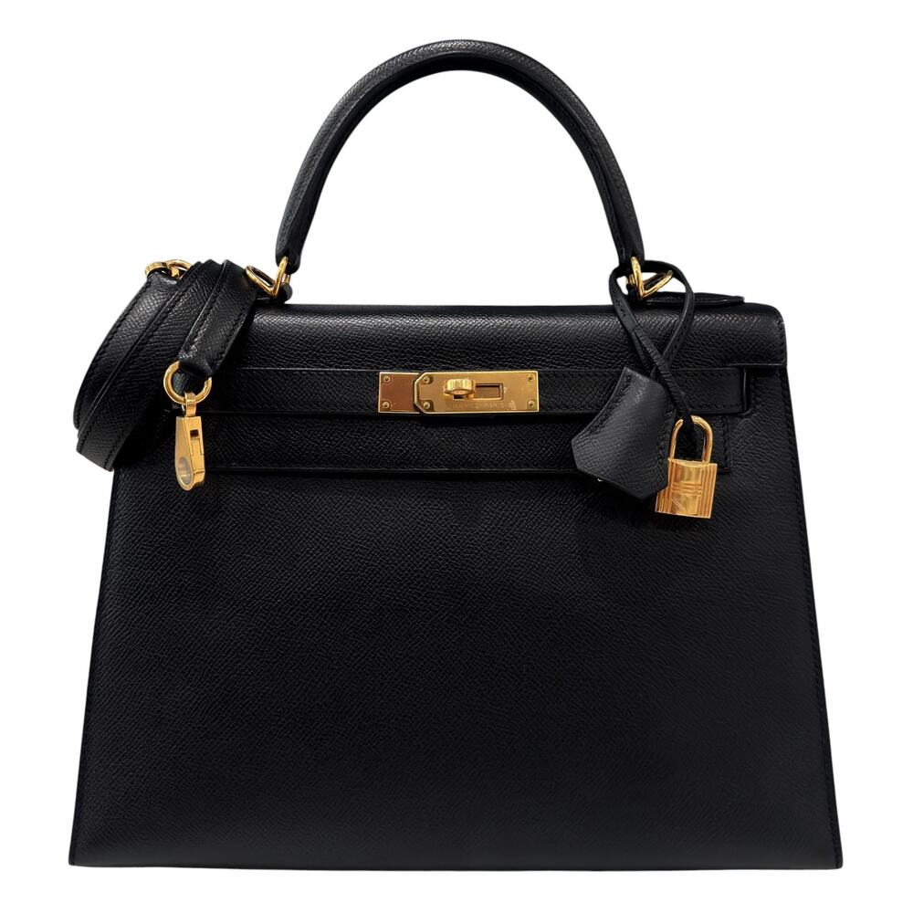 Hermes Kelly 28 Sellier Black Noir Epsom Leather Gold Hardware